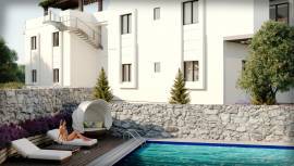 Modern life in Kyrenia -Çatalkoy area, 3+1 garden + terrace, private car park.