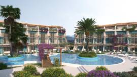 1+1 apartments under construction in a complex with a swimming pool in the Esentepe area